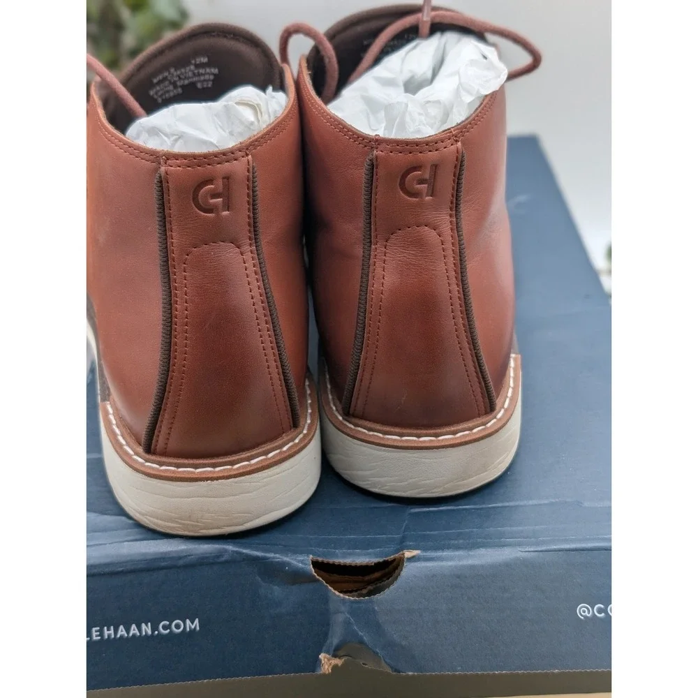 Men's Cognac Leather Chukka Boots Cole Haan GO-TO Lace Size 12M Woodbury C36528